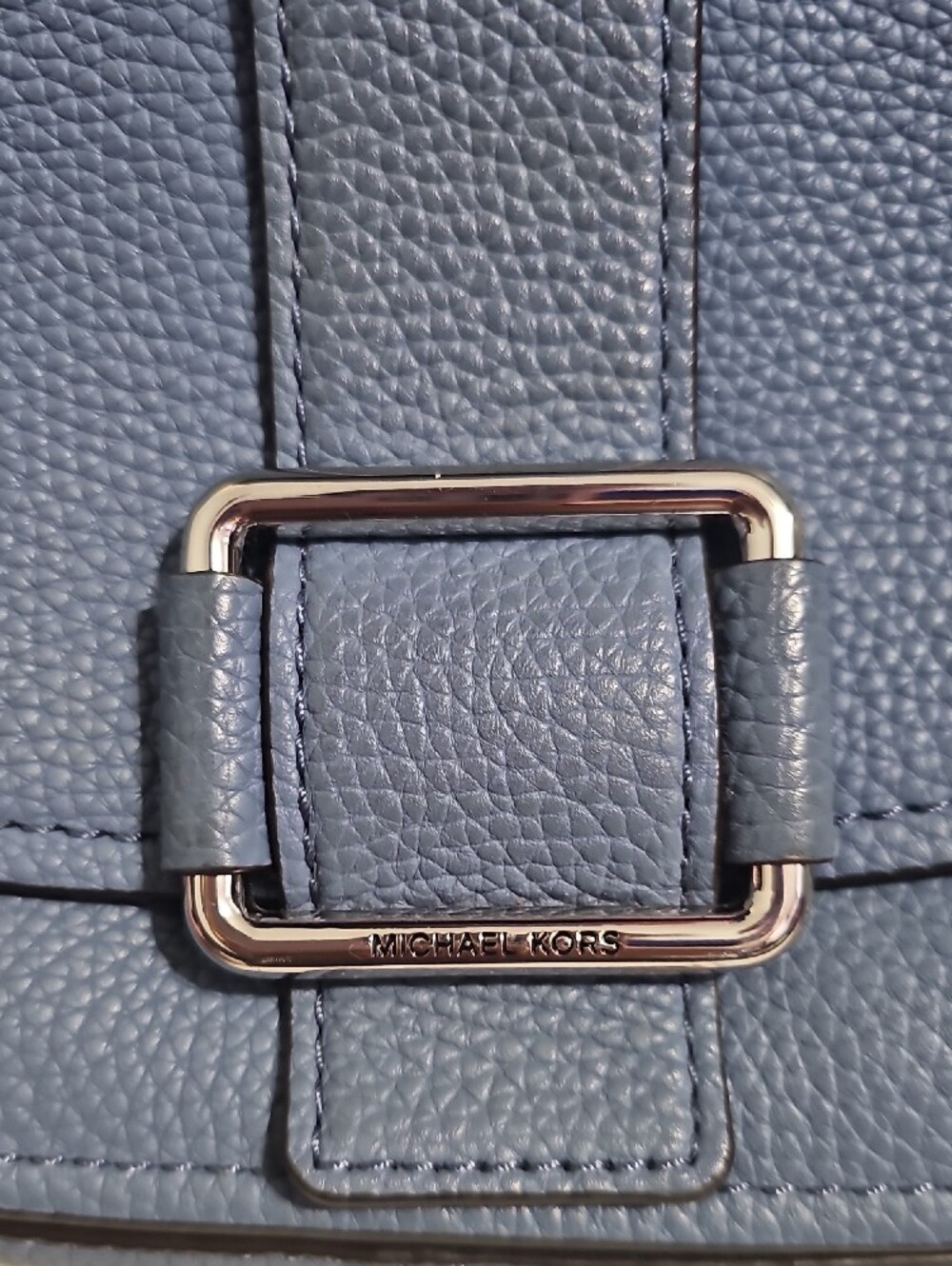 Michael Kors Powder Blue Pebbled Leather Crossbody with Buckle - Picture 2 of 7